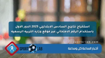 استخراج نتائج السادس الابتدائي 2025 الدور الأول باستخدام الرقم الامتحاني عبر موقع وزارة التربية الرسمية